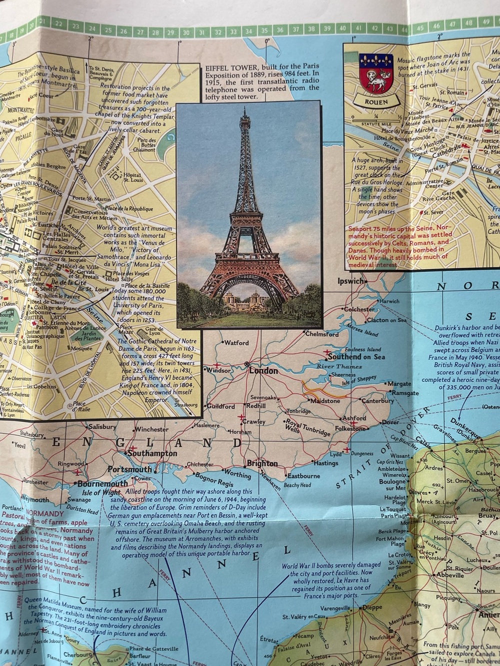 Large Vintage 1971 France Traveler’s Map from National Geographic Society